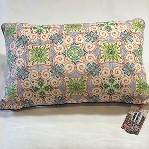 New Throw Pillow, Blue, Orange, Green & White, NWT
